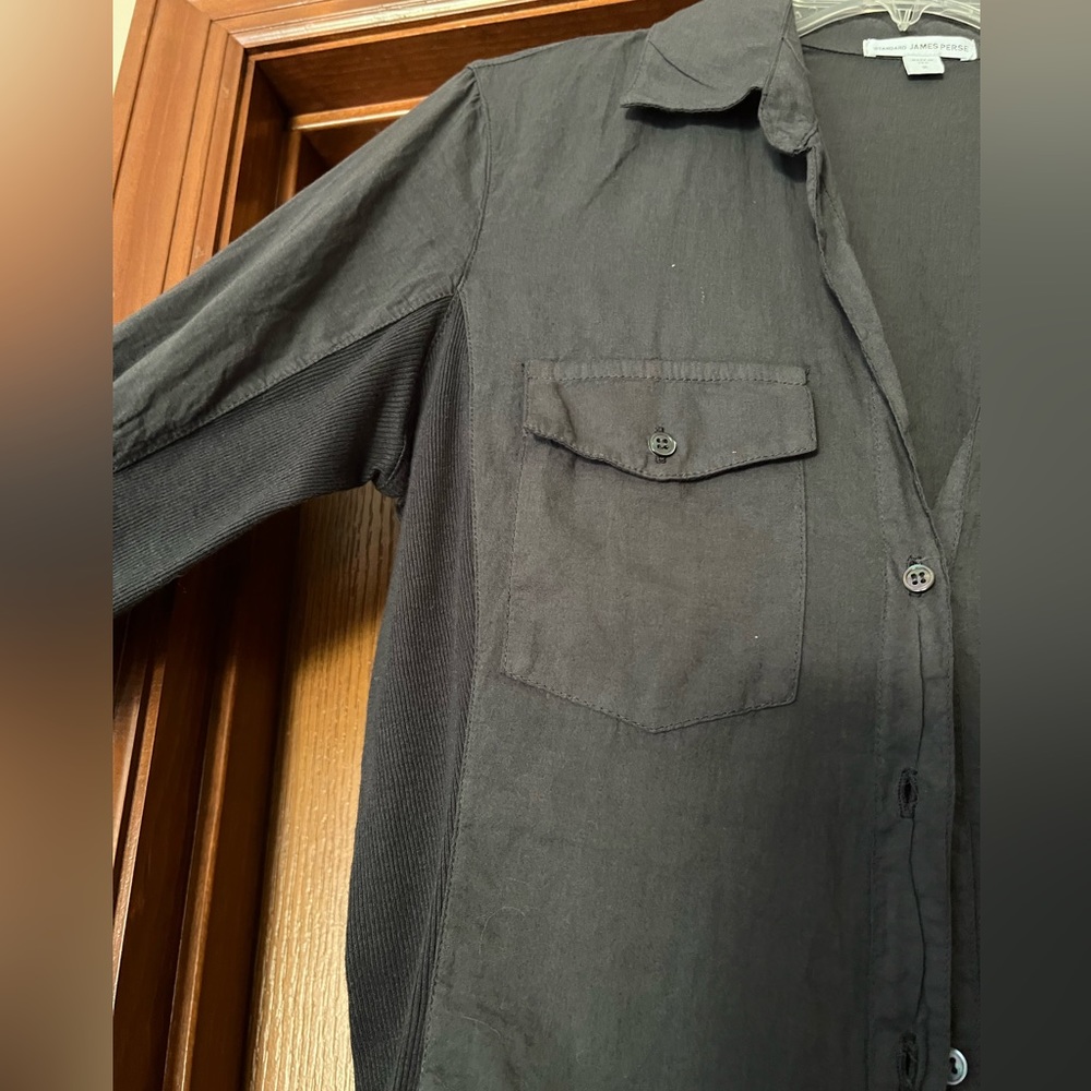 James Perse Ribbed Panel Button Front Top - image 3